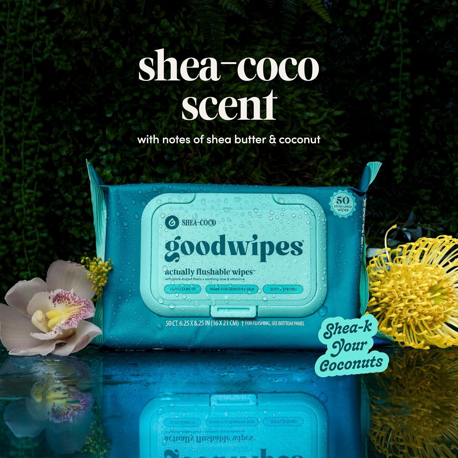 Flushable Butt Wipes Extra Large 300 Count, Shea Coco & Botanical Bliss, Wate…