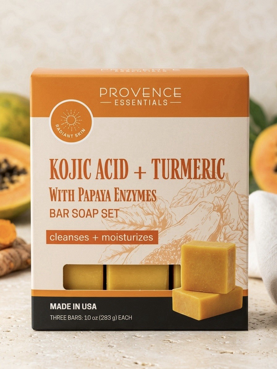Provence Essentials Turmeric OR Kojic Acid + Turmeric Bar Soap Set – 3 Bar/Pack