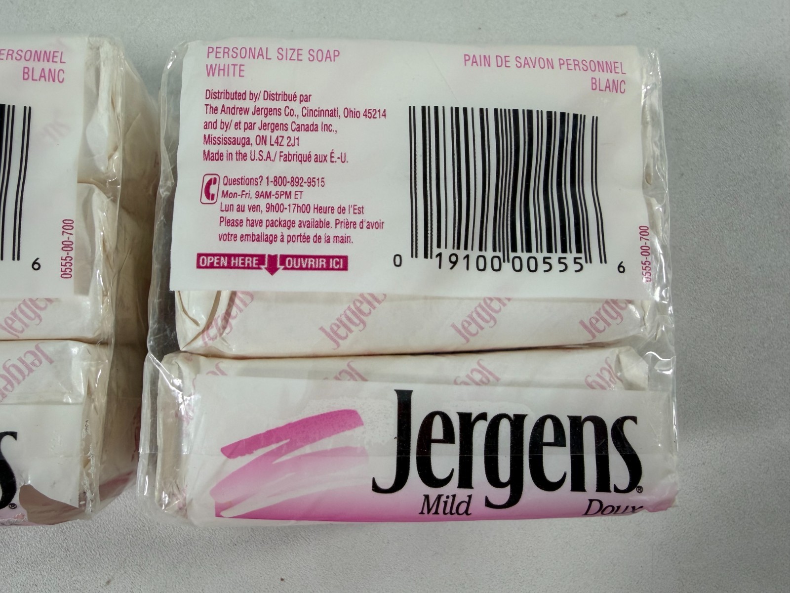 Vintage Jergens Mild Soap Bars White 6 Personal Size Bars (3 Oz Each) Total 18oz
