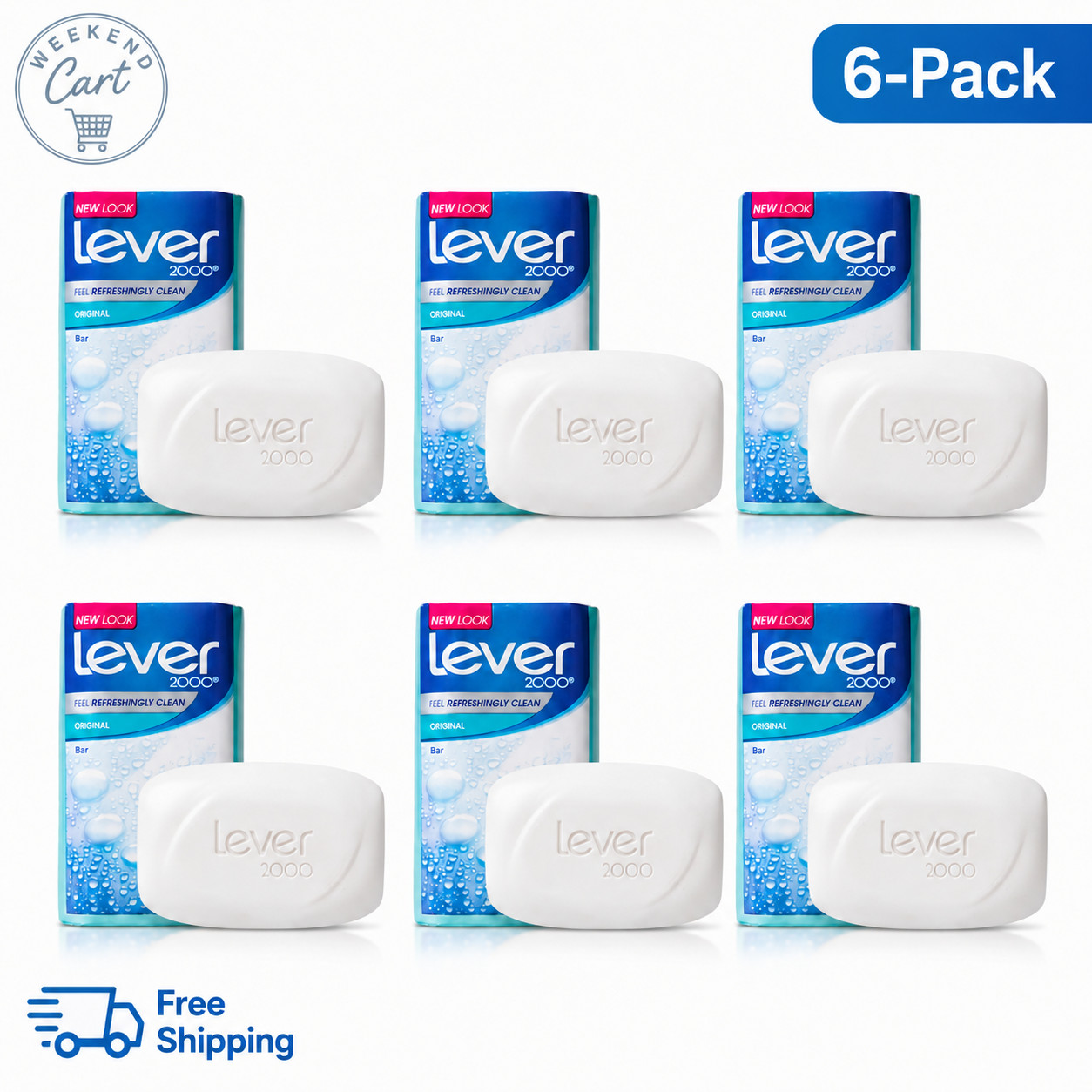 Lever 2000 Original Bar Soap 3.75 oz 6 Pack Face & Body Cleanser