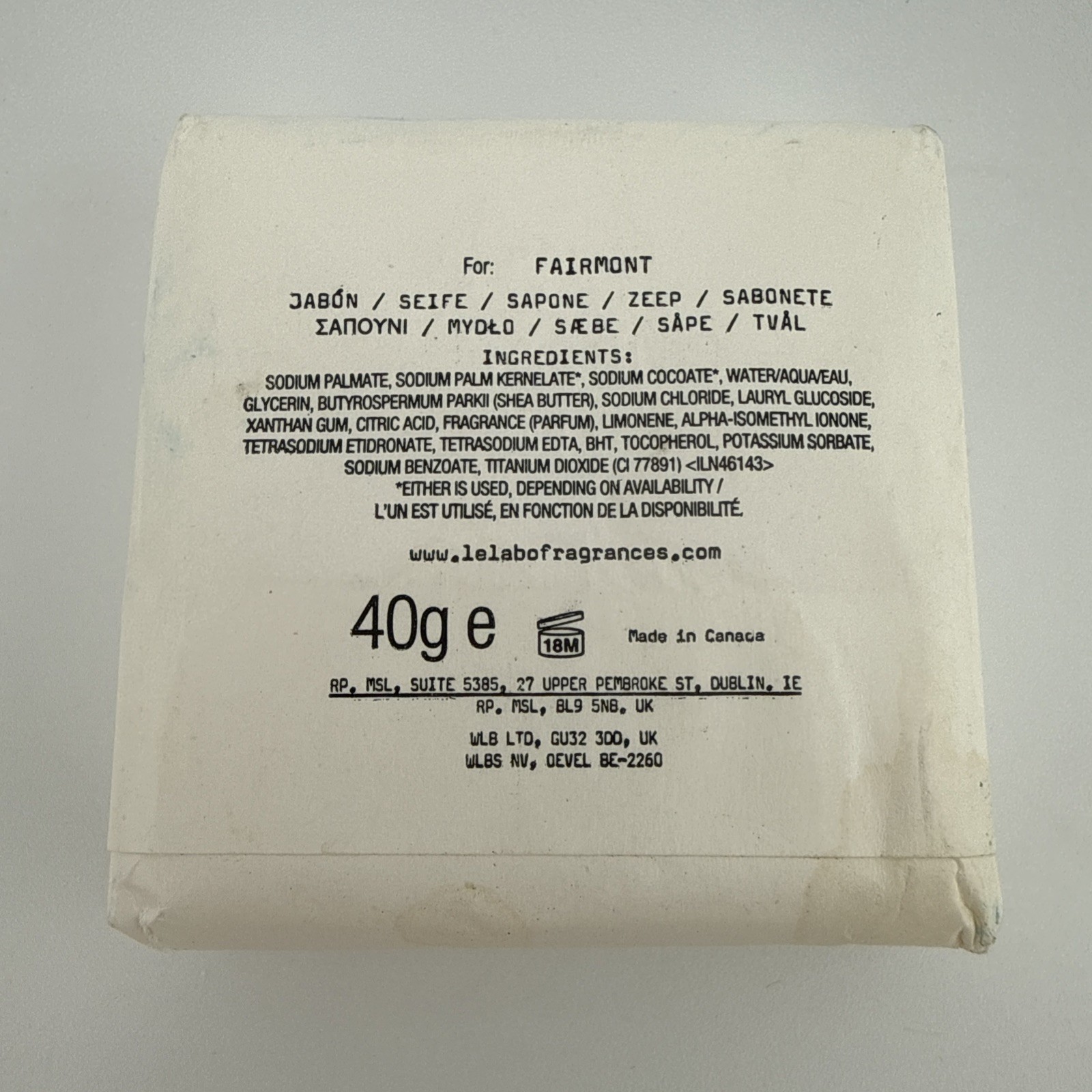 Le Labo Rose 31 Bar Soap 40g / 1.4 Oz Grasse New York C
