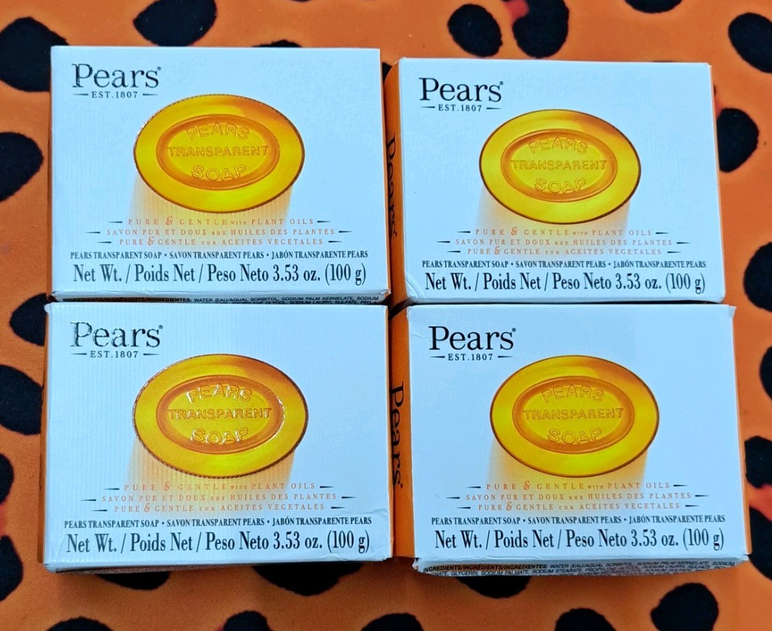lot of (4) Pears Transparent Glycerin Bar Soap 3.53 Oz Each ORANGE COLOR
