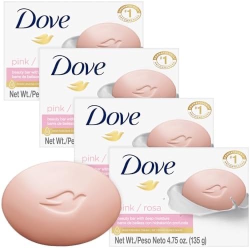 Dove Soap Bar Beauty Bar New Pink/Rosa 4.75 oz 135g – 4 BARS PACK