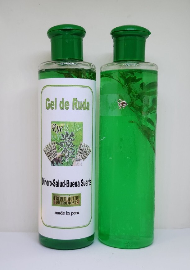 GEL DE RUDA BAÑO 10oz CON LA PLANTA DINERO-BUENA SUERTE ORACION Y AMULETO GRATIS