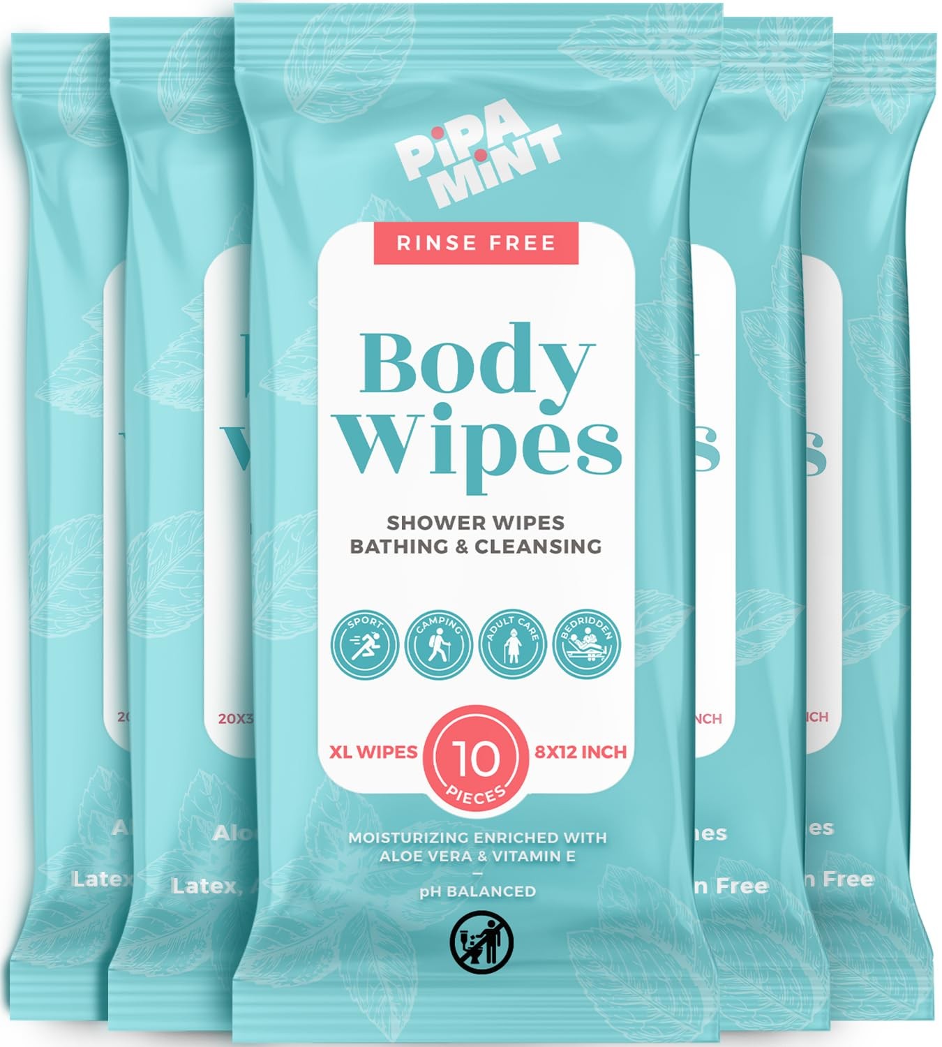 Body Wipes XL Shower Wipe Adults Bathing Traveling Camping Gym Car 1 Box 5