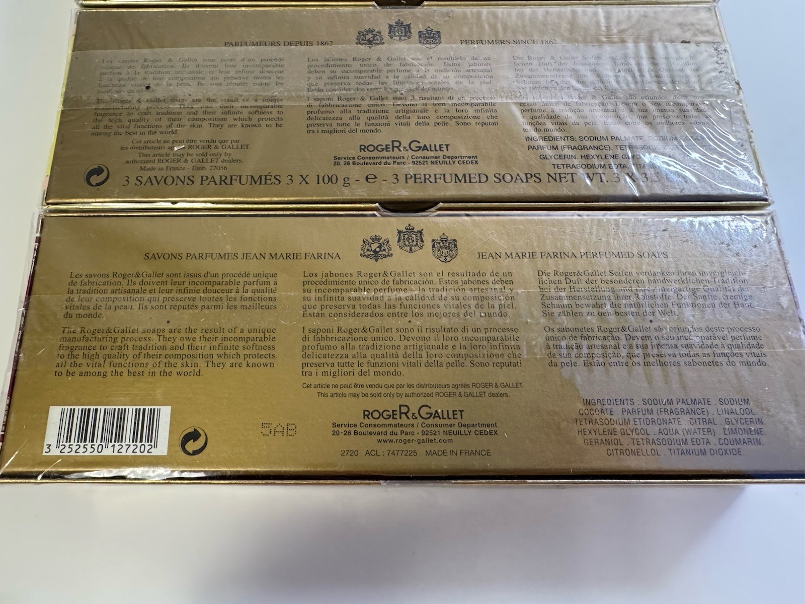 roger & gallet paris perfumed soaps 3 x 100 g/ 3.5 oz. made in france 4 x 3