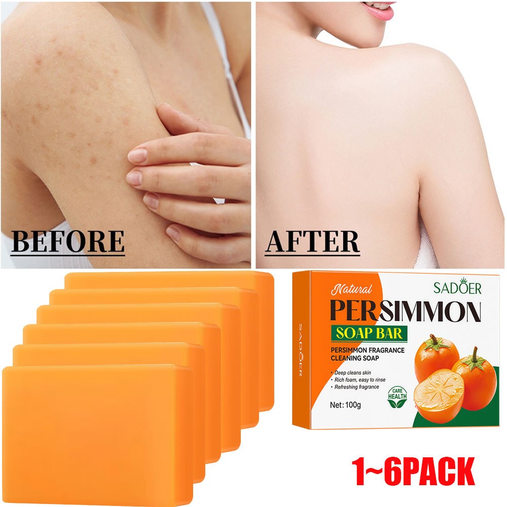 6/5X Persimmon Soap Bar for Old People Smell, Natural Body Odor Control Bar Soap