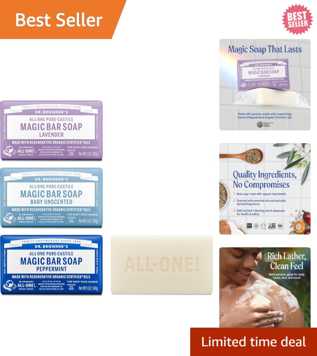Organic Castile Soap Bars – Pure-Castile Variety Pack for All Skin Types
