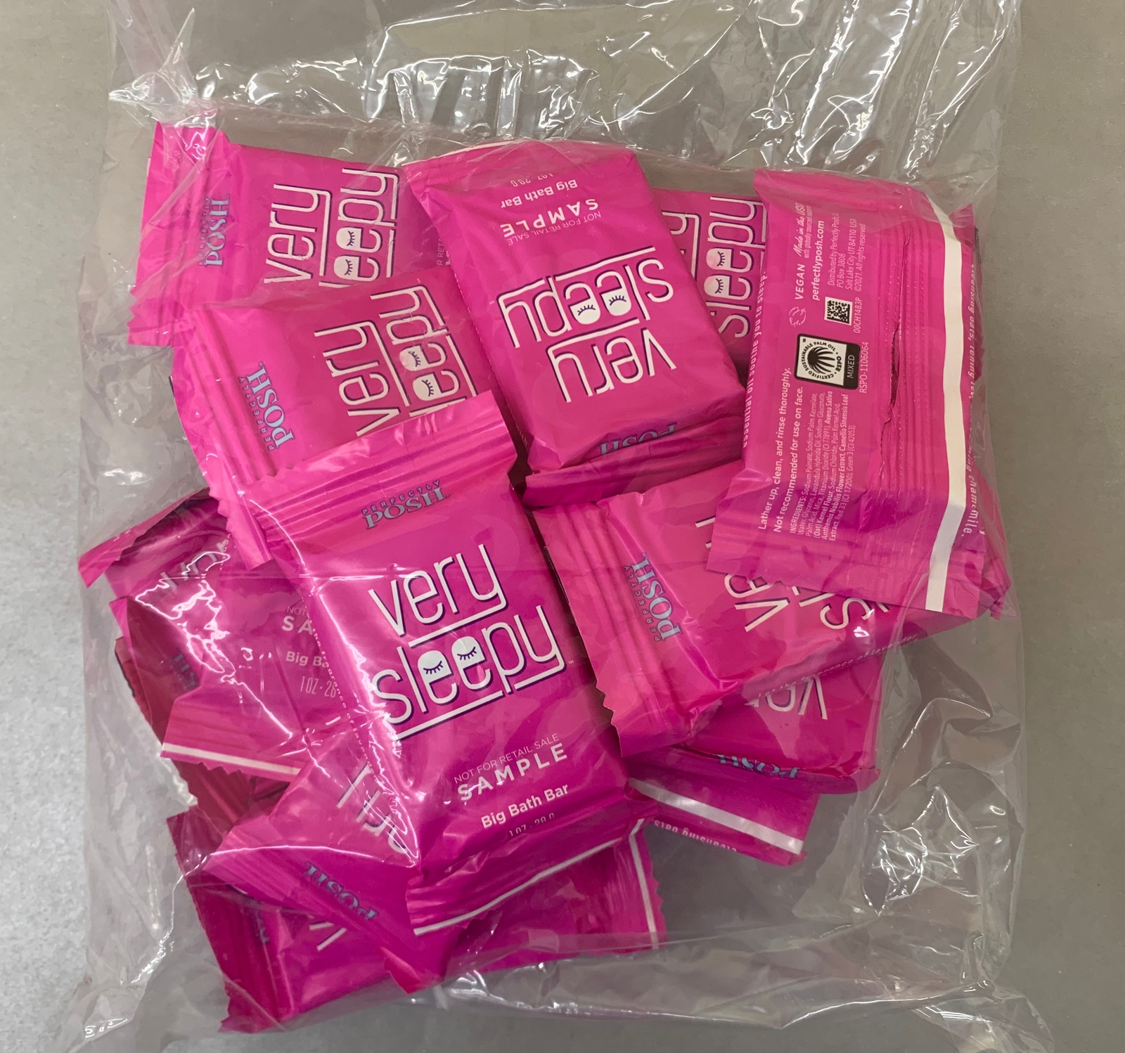 Bag/20 Perfectly Posh Very Sleepy Lavender Essential Oil Sample Soap Bar 1oz ea
