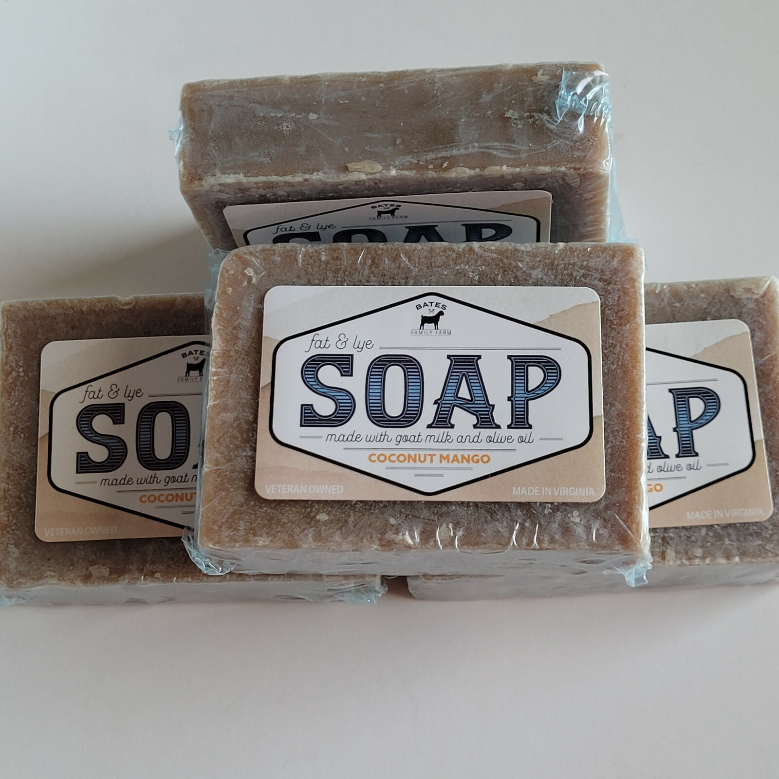 Bates Family Farm Coconut Mango Fat and Lye Soap Goat Milk Olive Oil Natural