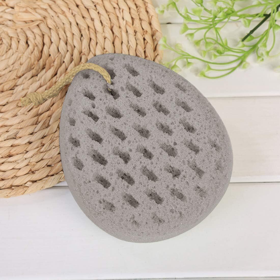 BAIMEI Bath Sponge, Sponge Loofah Body Scrubber, Shower Pouf Pink Grey
