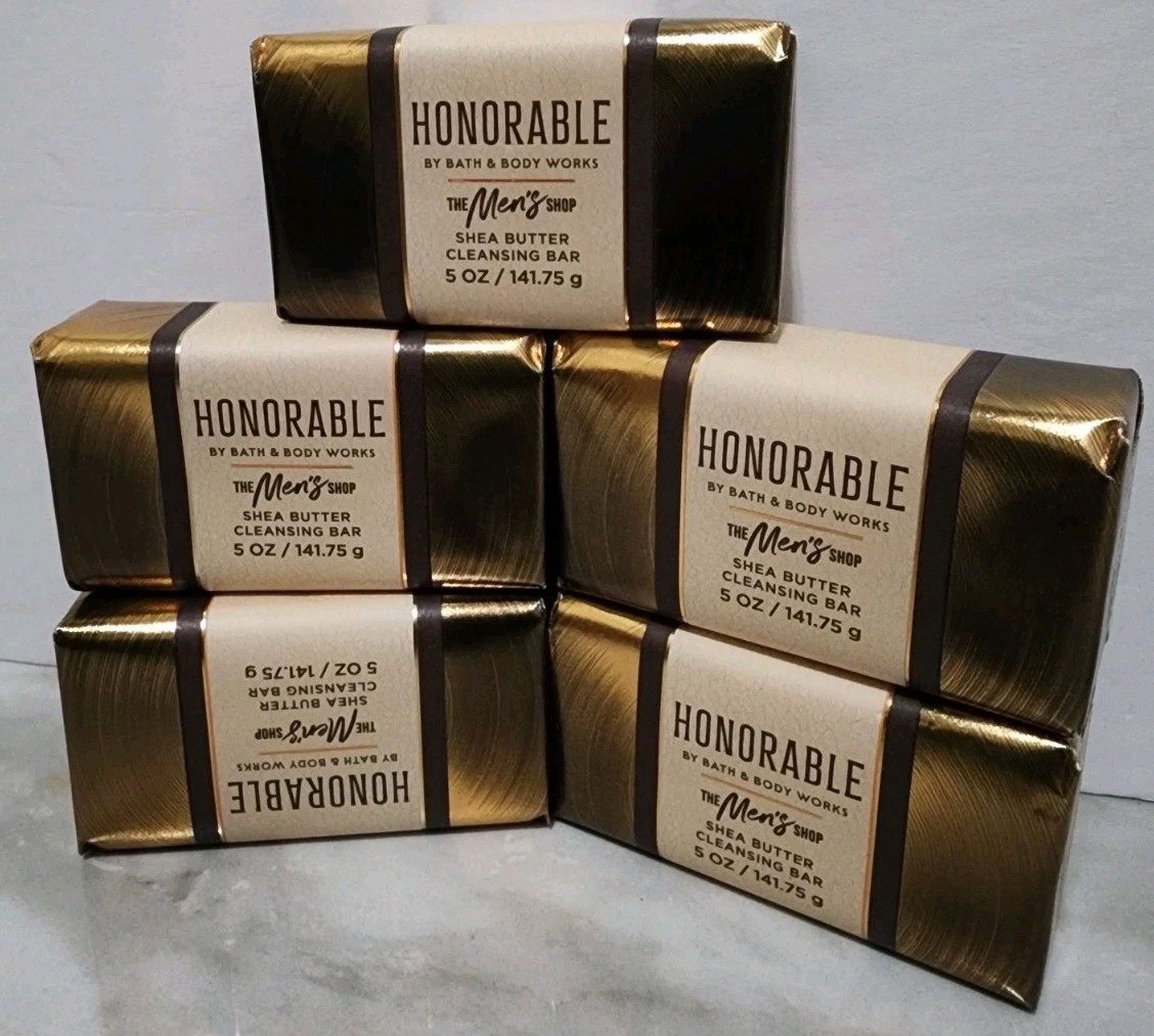 New 5 Pcs Set Bath & Body Works Honorable Shea Butter Cleansing Bar Soaps 5x Lot