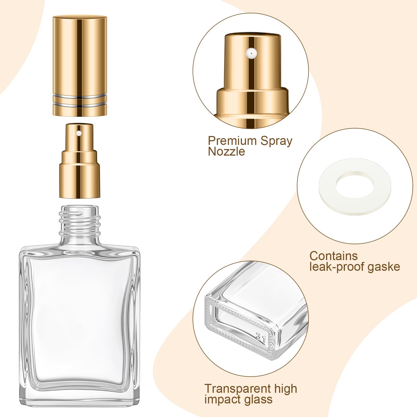 Domensi 30 Pcs 15 ml Glass Perfume Bottles Mini Glass Empty Spray Atomizer Bottl