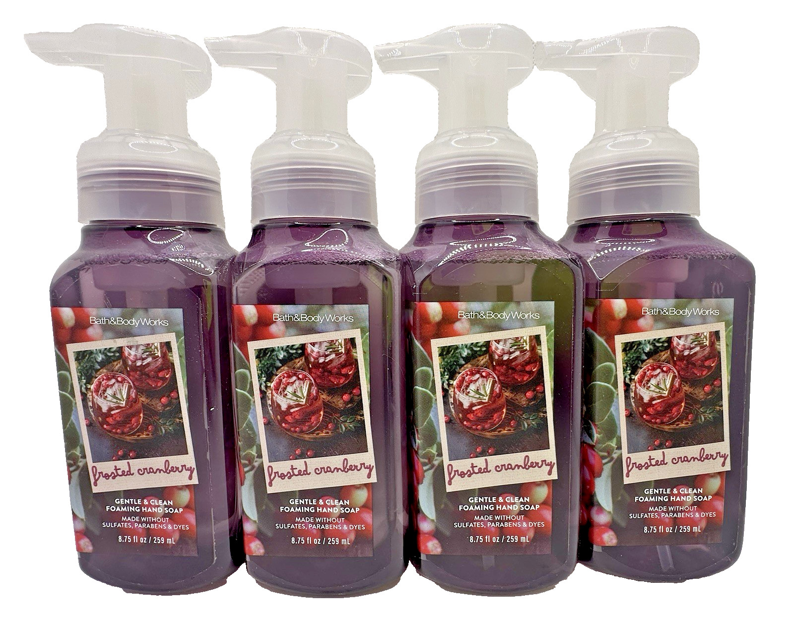 Bath & Body Works Frosted Cranberry Foaming Hand Soap 8.75 Oz x4