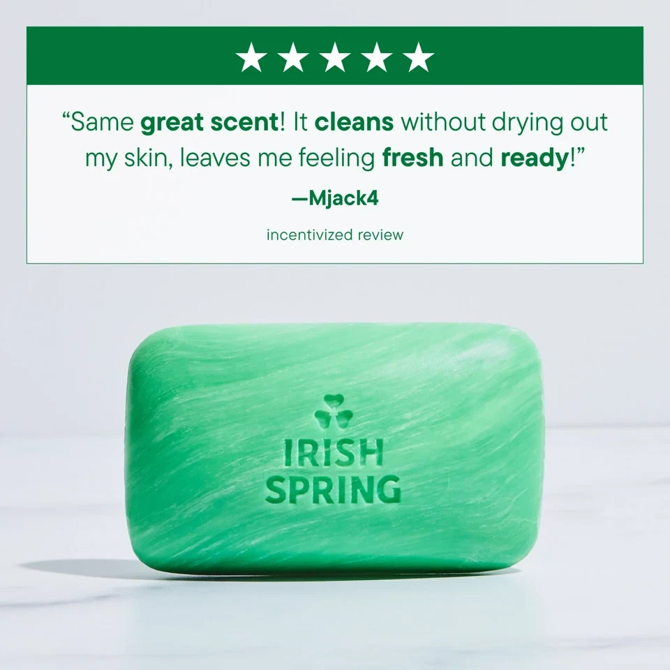 (12 Bars) Irish Spring Bar Soap for Men, Original Clean Mens Bar Soap, 3.7 Oz