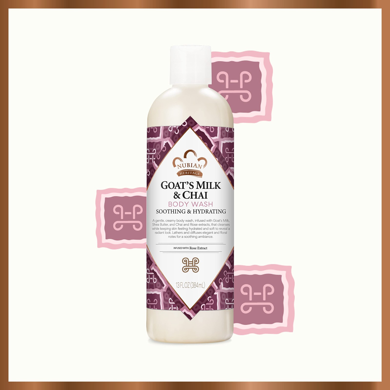 Nubian Heritage Body Wash Goats Milk and Chai 13 fluid ounces, Light Green