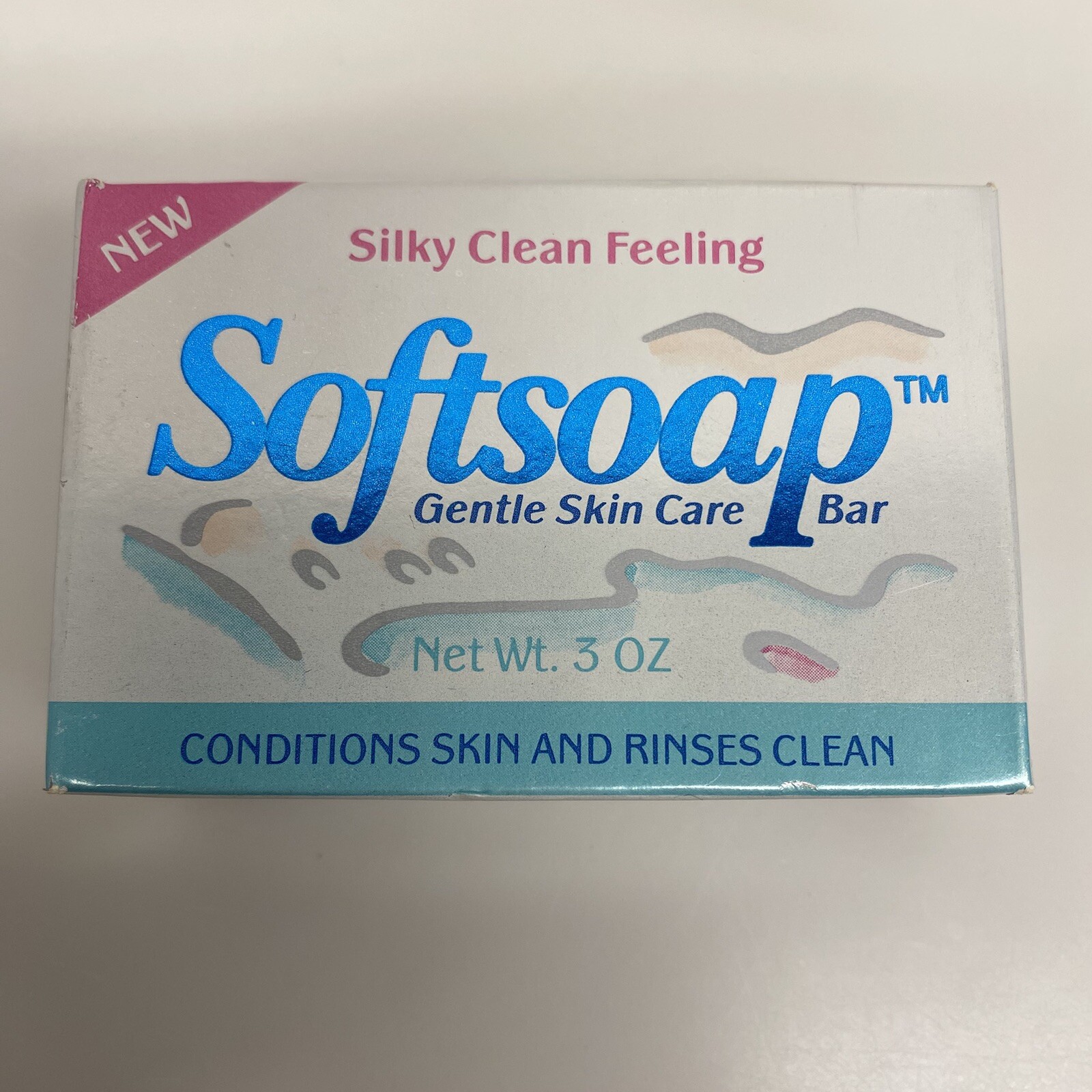 Vtg 1990s Soft Soap Gentle Skin Care Bar Silky Clean Feeling 3 oz NOS Retro