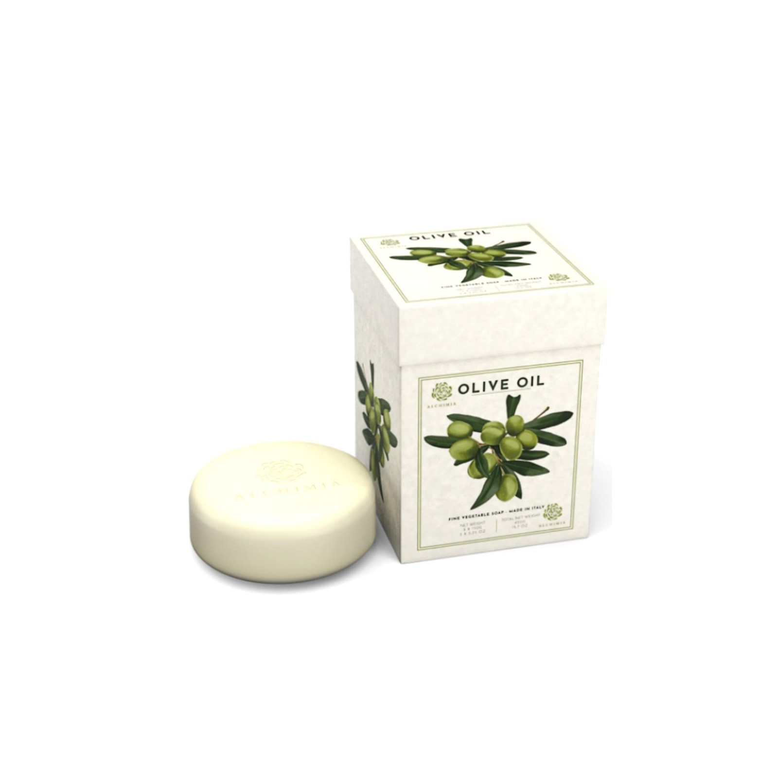 Gift Set of 3 x 5.25 Oz Luxury Vegetable Soap Bar, Made In Italy (Olive)
