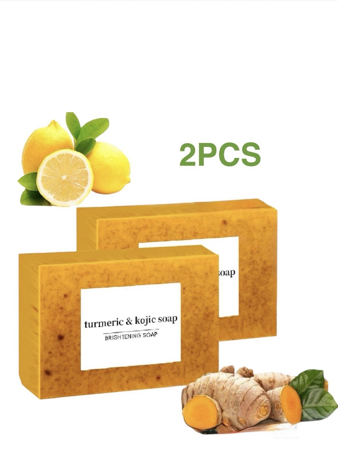 Lemon Turmeric Soap Tablets, Lemon Turmeric Kojic Acid Soap for Dark Spots, Faci