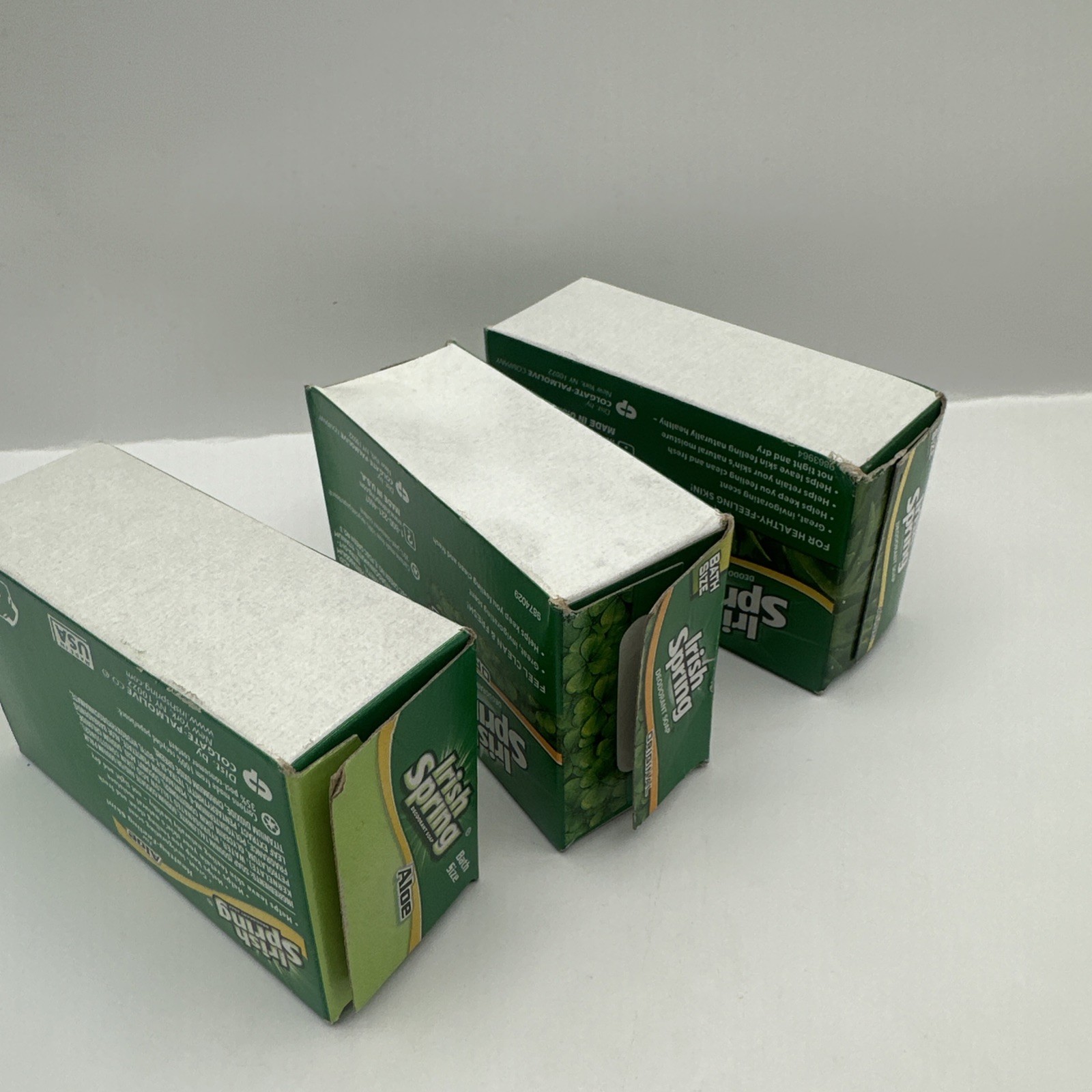 Vintage Lot of 3 IRISH SPRING ORIGINAL Aloe Bath Size 3.75/4oz Deodorant Soap-l