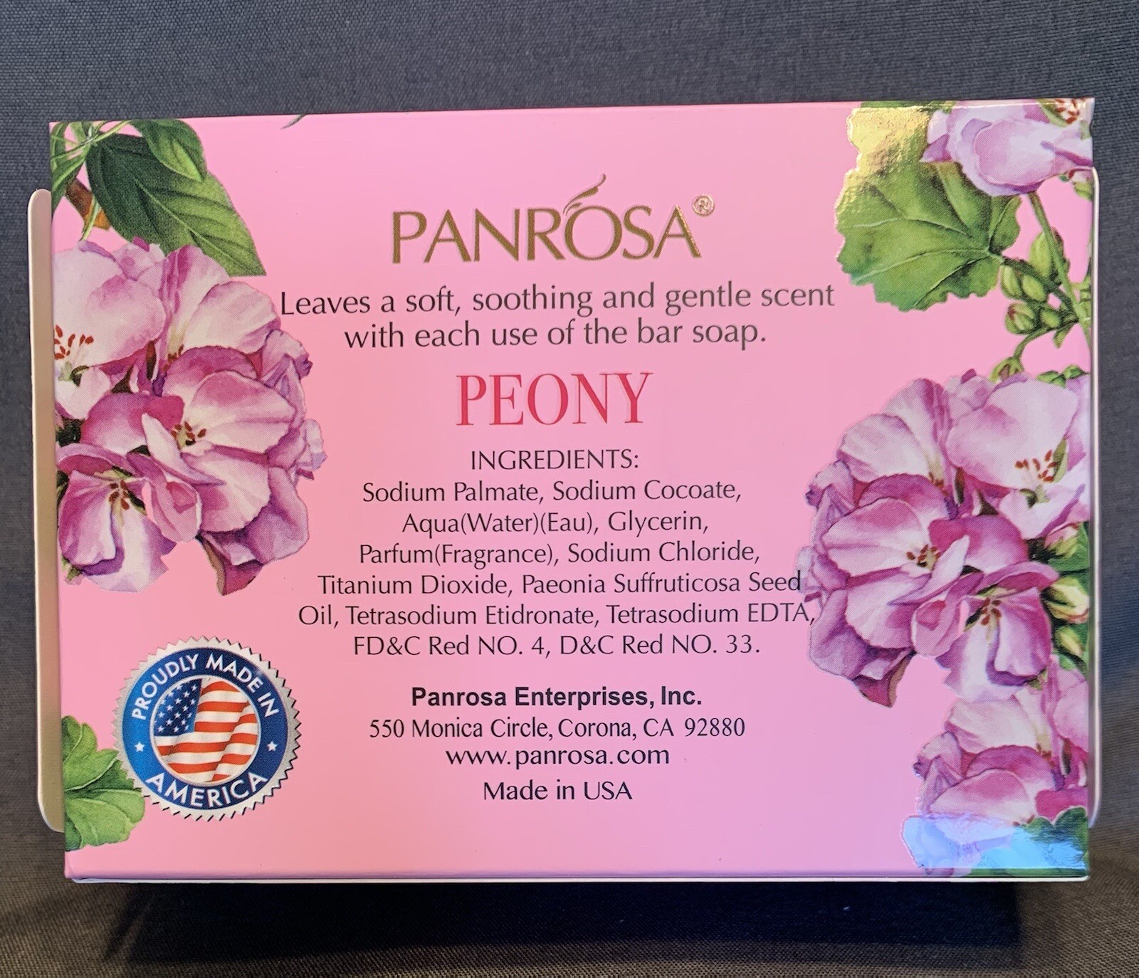 Panrosa Essential Oil and Fruit Essence Bar Soap, Pomegranate, Peony, and Rose