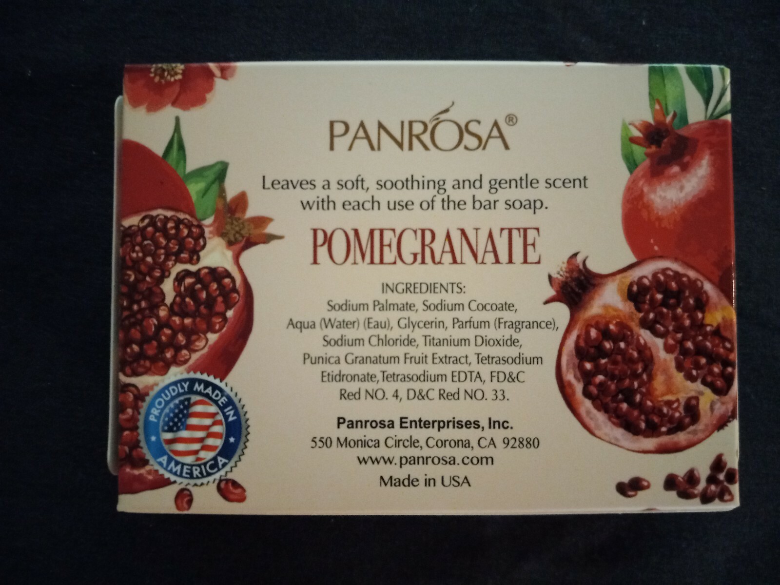 2 bars Decorative Essential oil lightly scented bar soap, 3.5oz Pomegranate USA