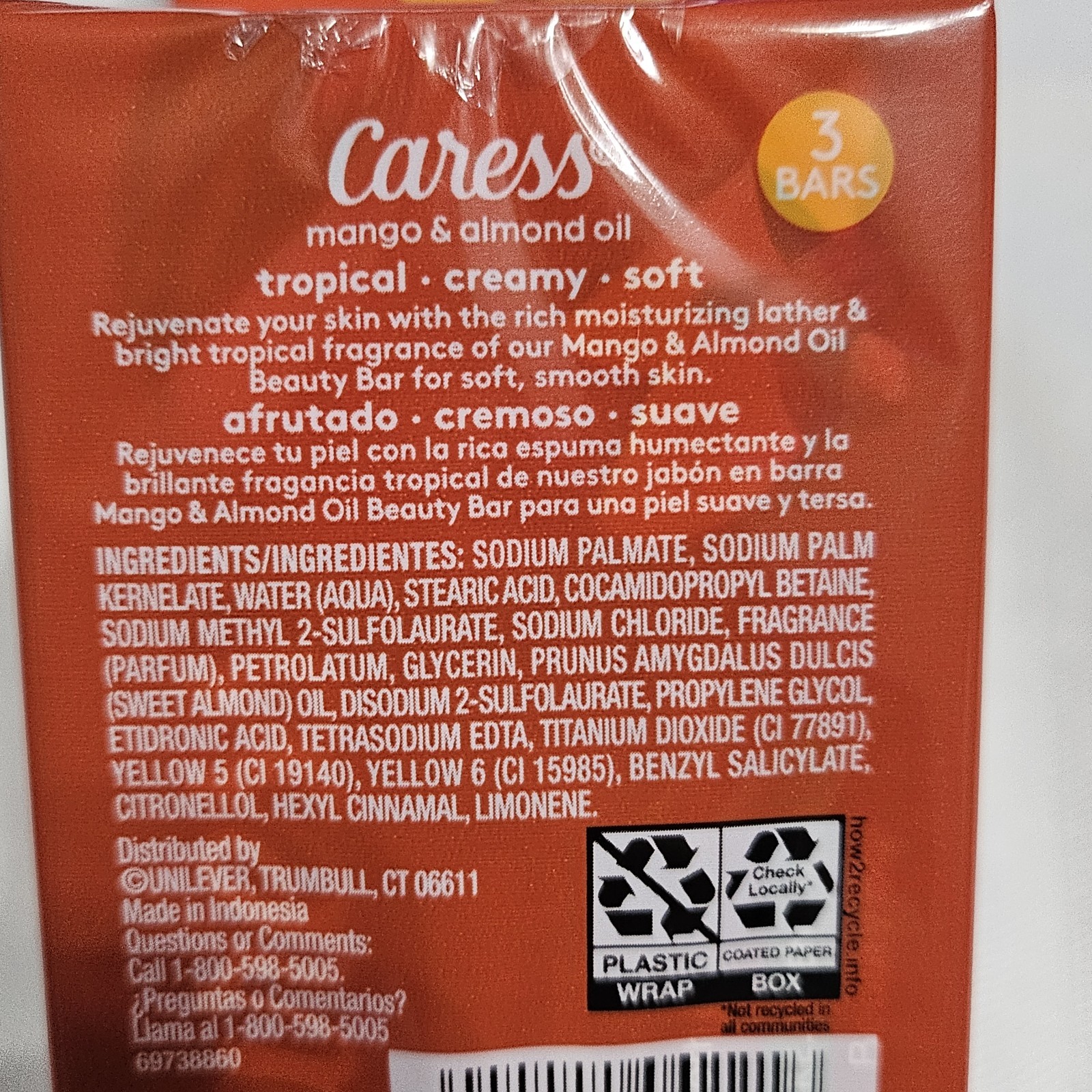 Caress Mango & Almond Oil Rejuvenating Bar Soap 3.15 Oz. Each 3-Pack – Lot Of 2