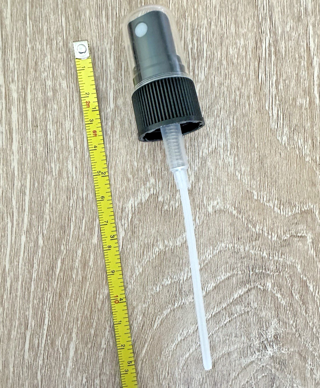 20/410 black ribbed plastic fine mist sprayers clear styrene caps 3 3/4″ tube