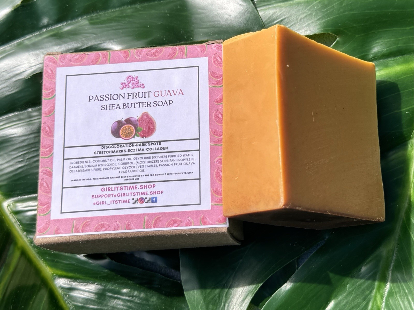 Handmade Passion Fruit Guava Soap Shea Butter Organic Vegan Herbal XL Bar