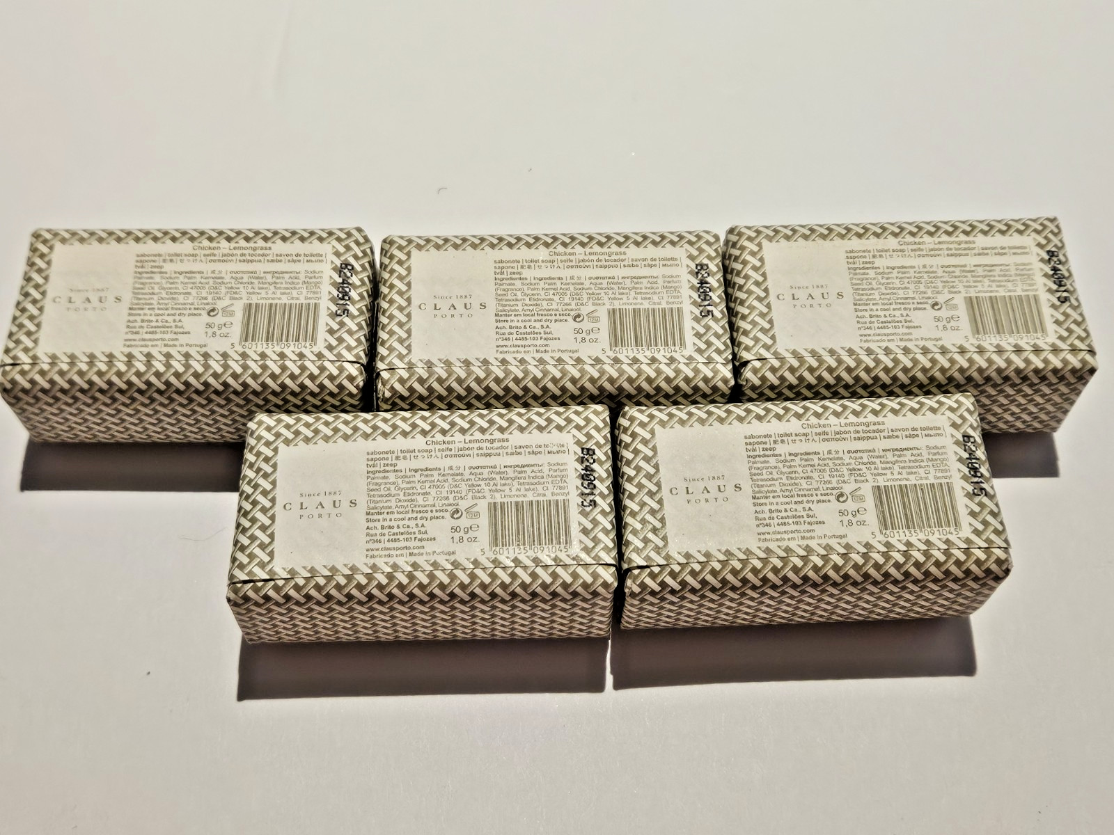 Claus Porto Lemon Grass Luxury Mini Soaps Set of 5 New Sealed Each 1.8 oz