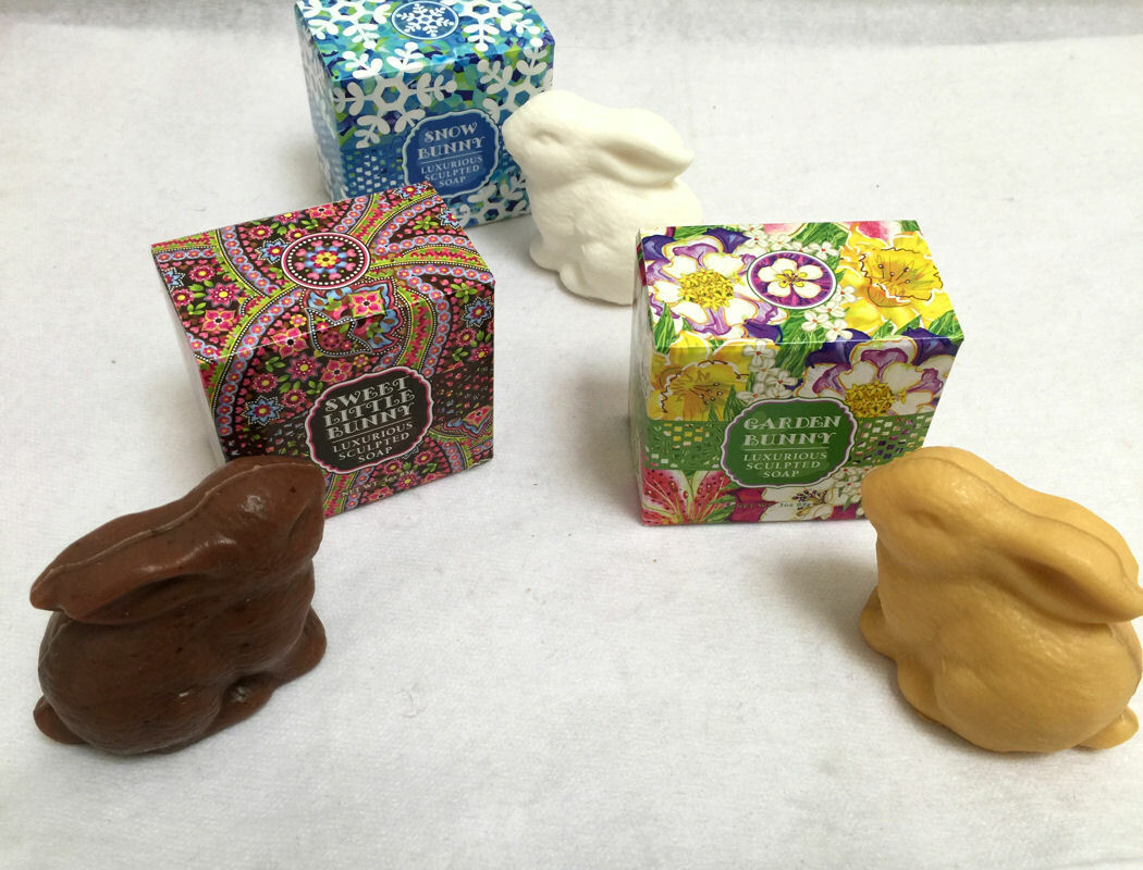 3 Sculpted Bunny Soaps Chocolate Snow Bunny Garden Bunny Greenwich Bay Trading