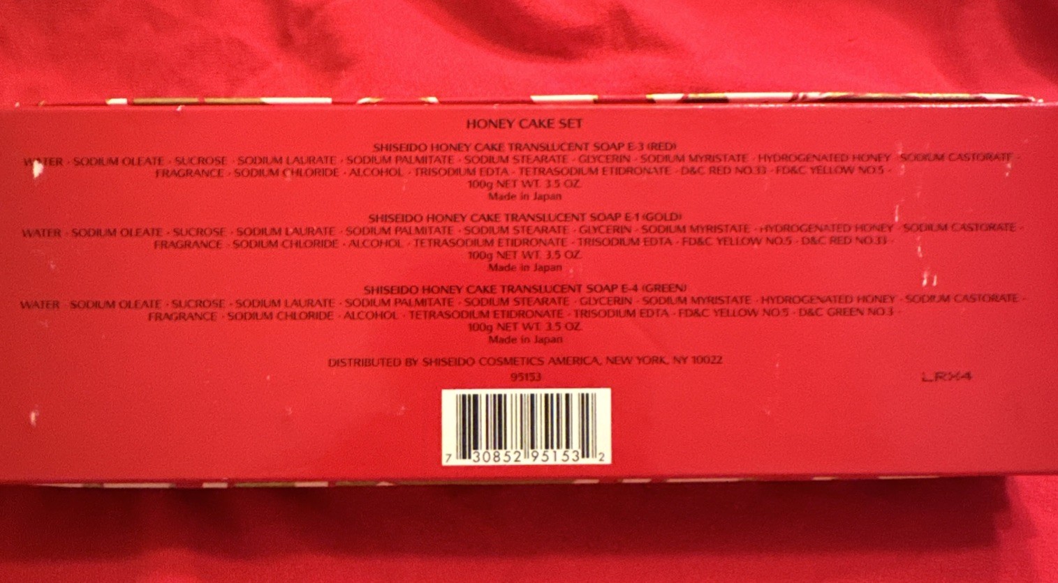 Shiseido three Honey Cake Translucent Soap In a box