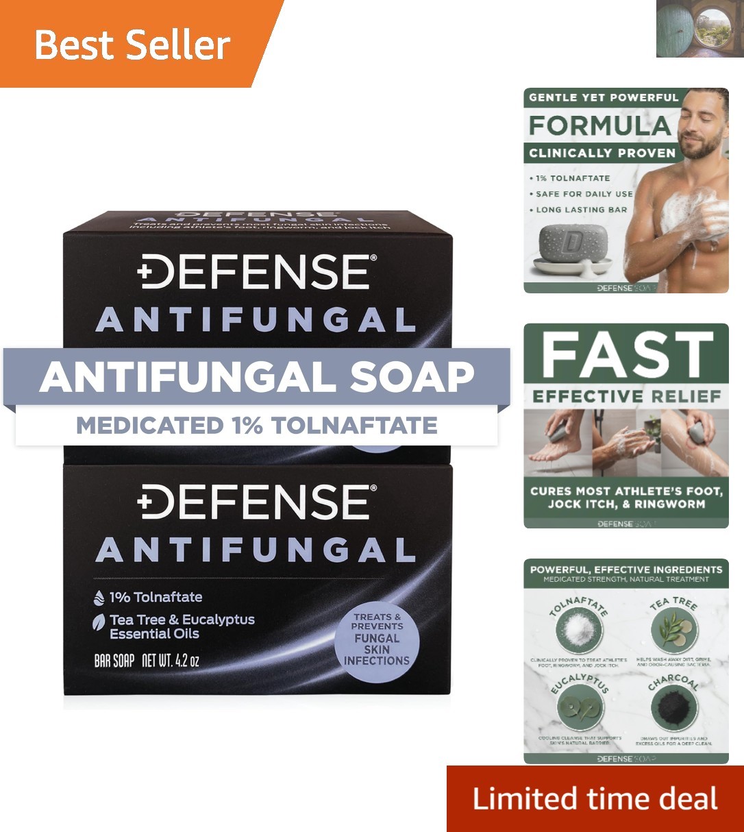 Medicated Defense Antifungal Soap with Tea Tree | 2-Pack for Fungal Infections