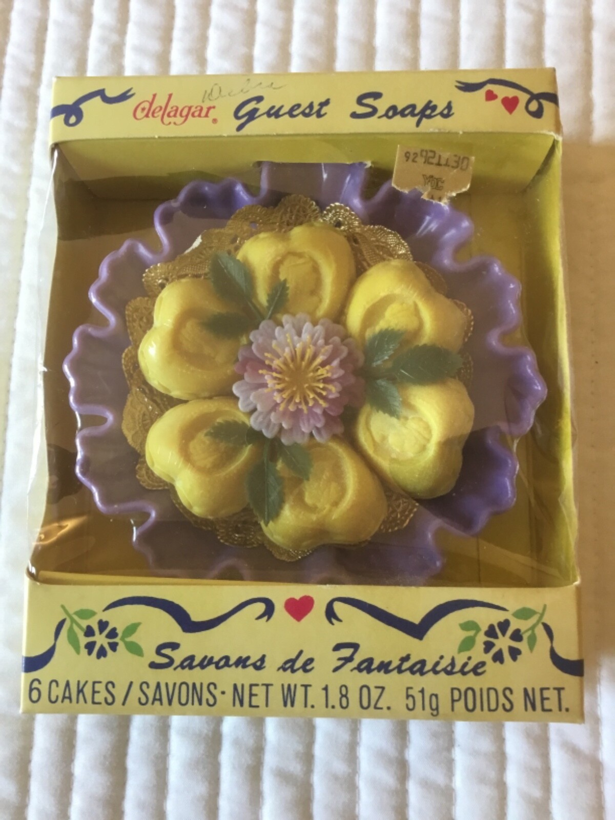 Delagar VTG Cameo Portrait HEART Soaps PURPLE Fluted Soap Dish NEW w/ Tags NOS