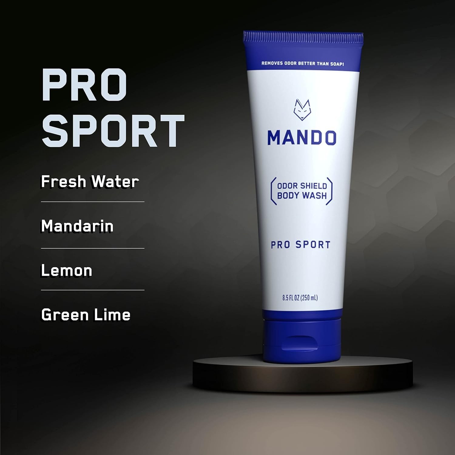 Mando Body Wash Pro Sport 8.5 oz 24 Hour Odor Shield Skin Safe SLS Free Formula