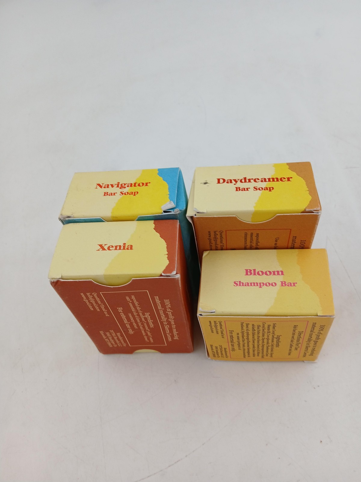 Sun Basin Soap Bar & Shampoo 4pc Set Navigator Daydreamer Xenia Bloom Yellow