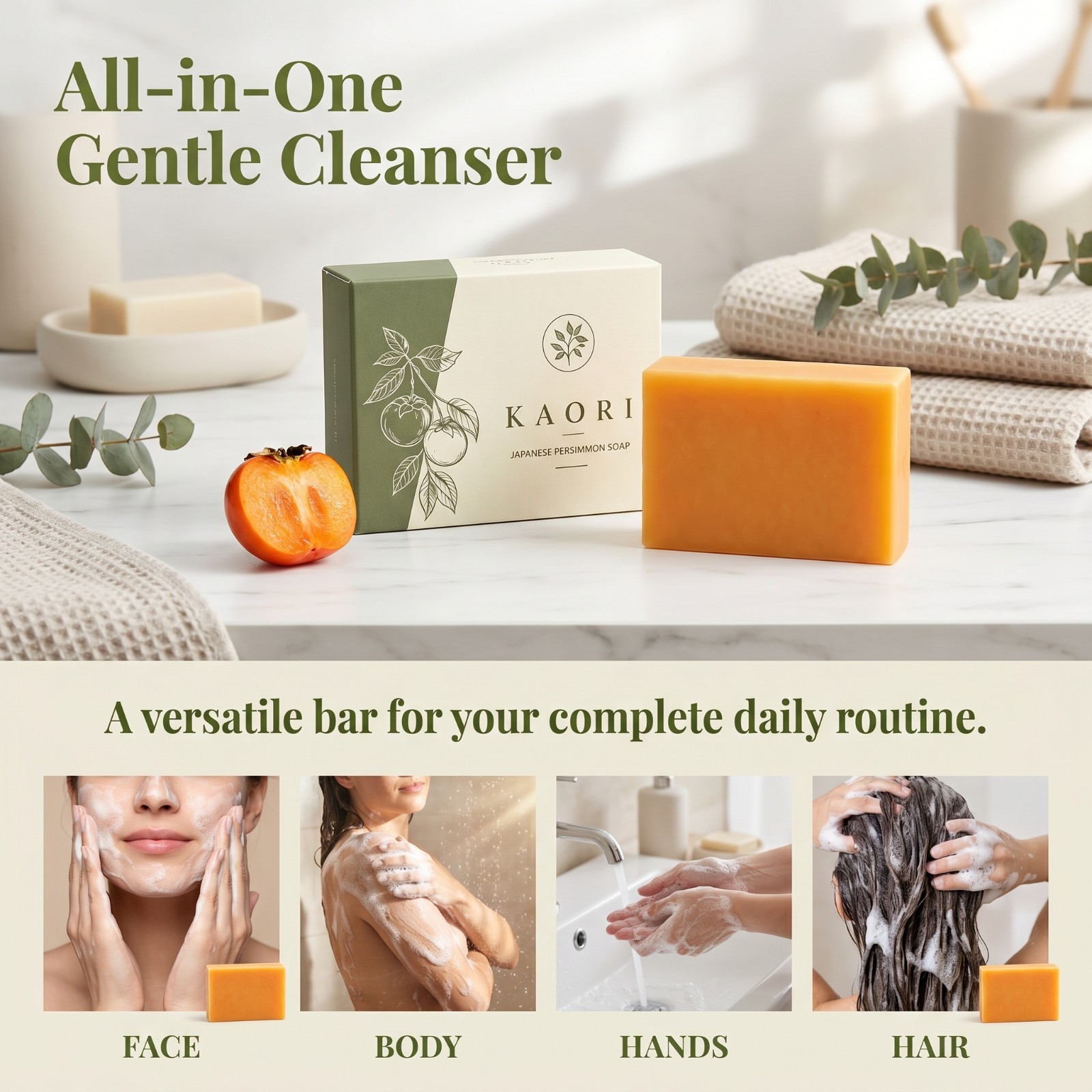 Kaori Persimmon Soap Deodorizing Moisturizing for Mature Skin