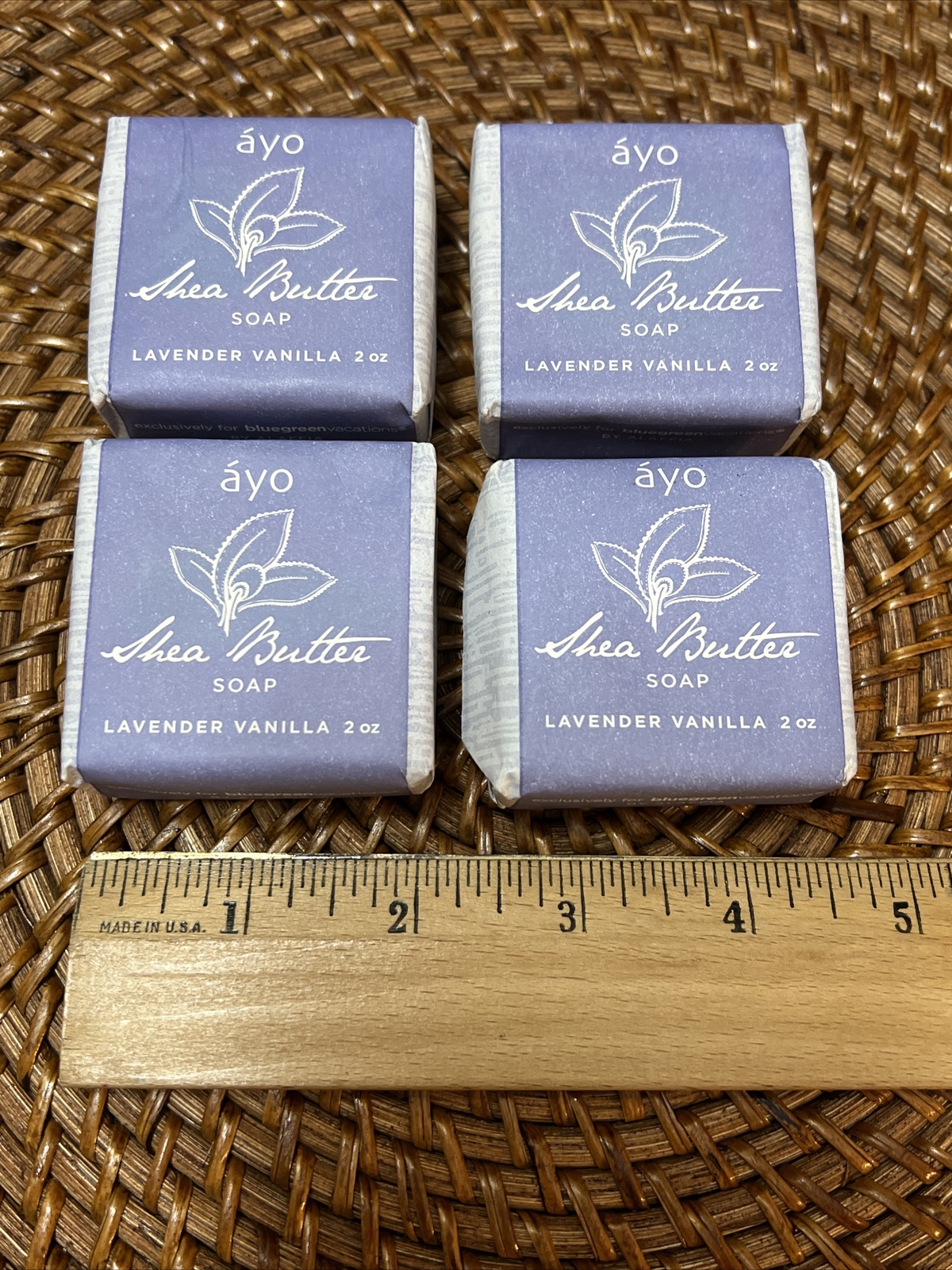 AYO Shea Butter Bar Soap Travel Size Lavender VANILLA 2oz lot of 4 New