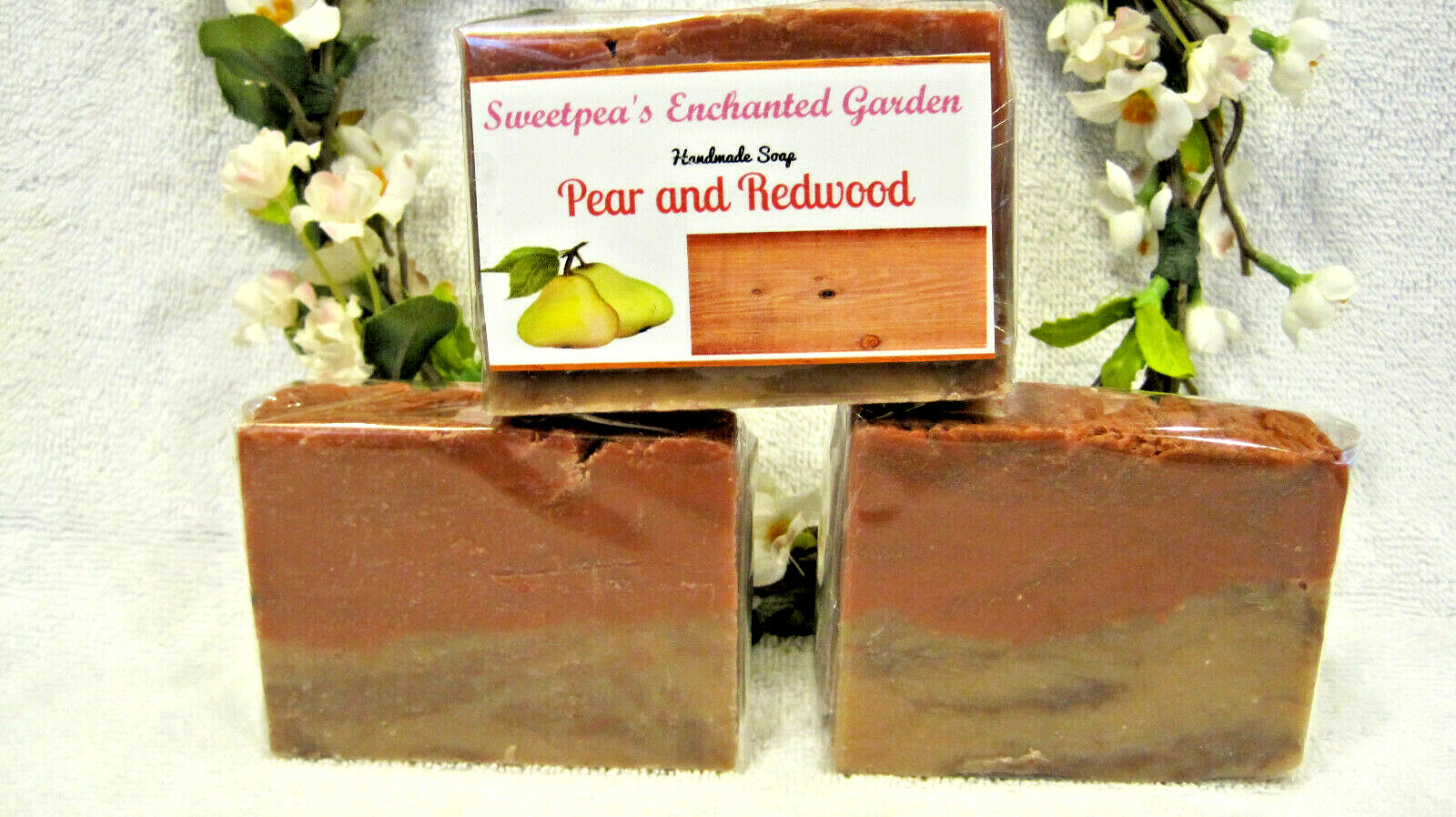 “PEAR & REDWOOD” HANDMADE NATURAL AND ORGANIC VEGAN SOAP, Travel Size Bars.