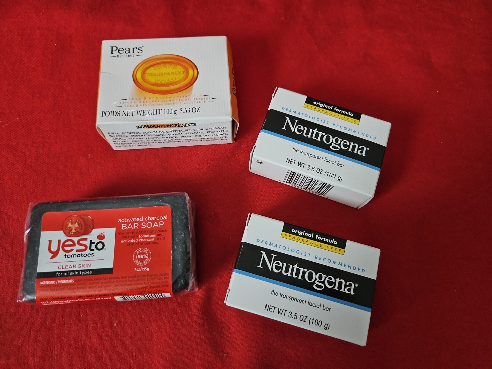 Pears-Neutrogena-Yes to Tomatoes Soap Bars Lot 4 Total New Great Deal!