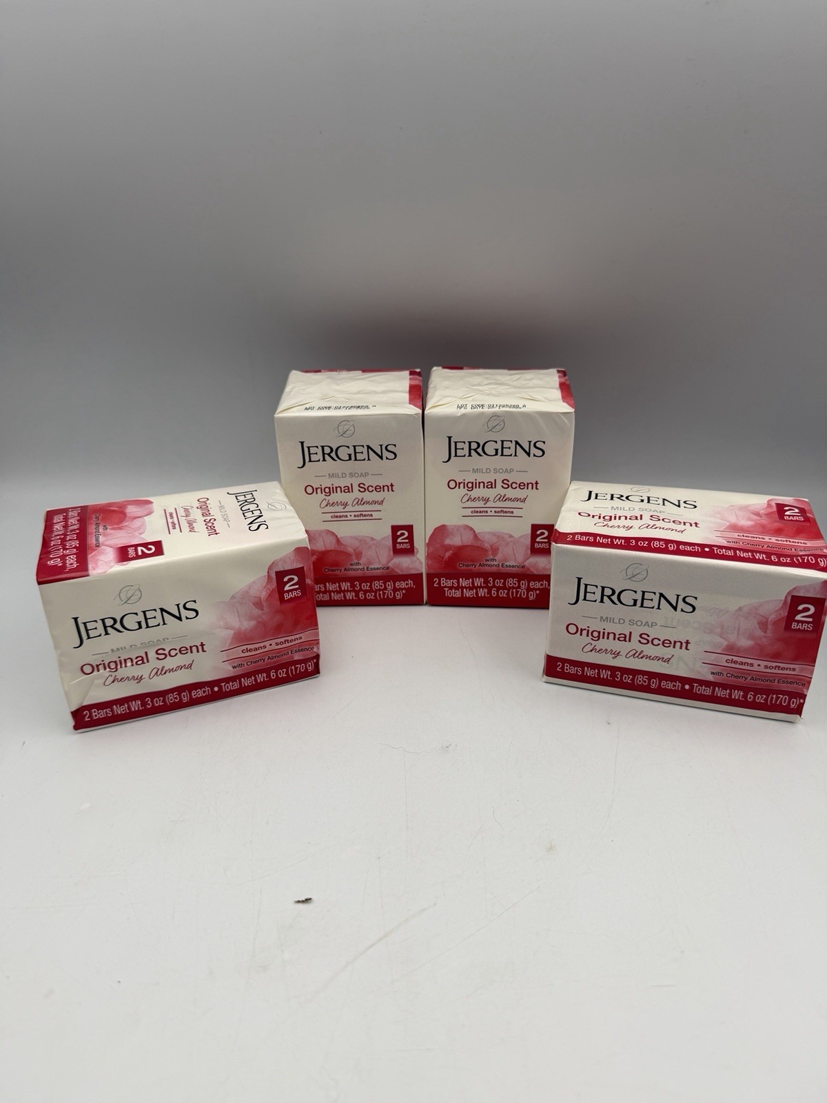 Jergens Cherry Almond Mild Soap Original Scent – 8 Bars (4x 2 Pack) – 3 Oz Each