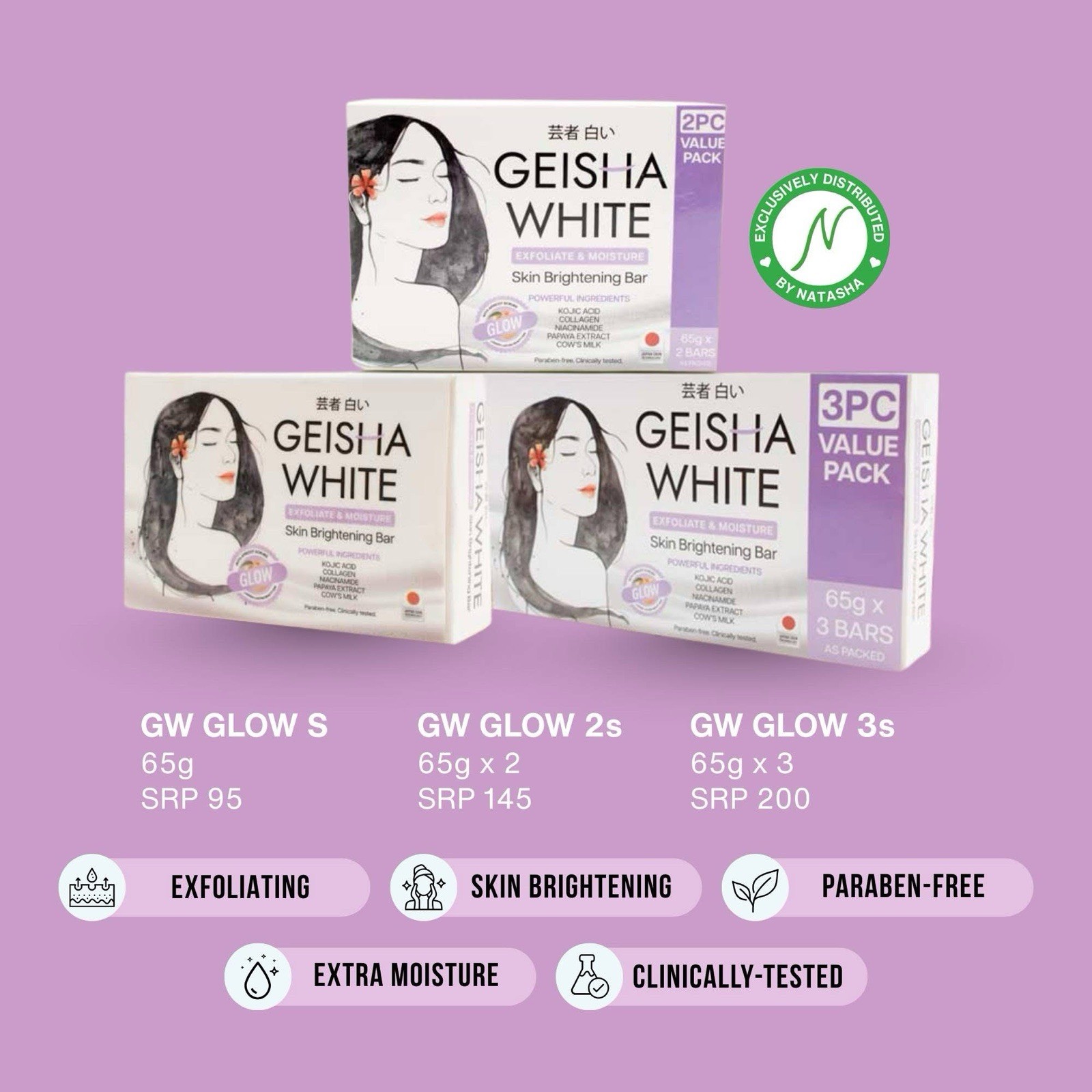 Geisha White GLOW Skin Brightening Bar 65g/2pack