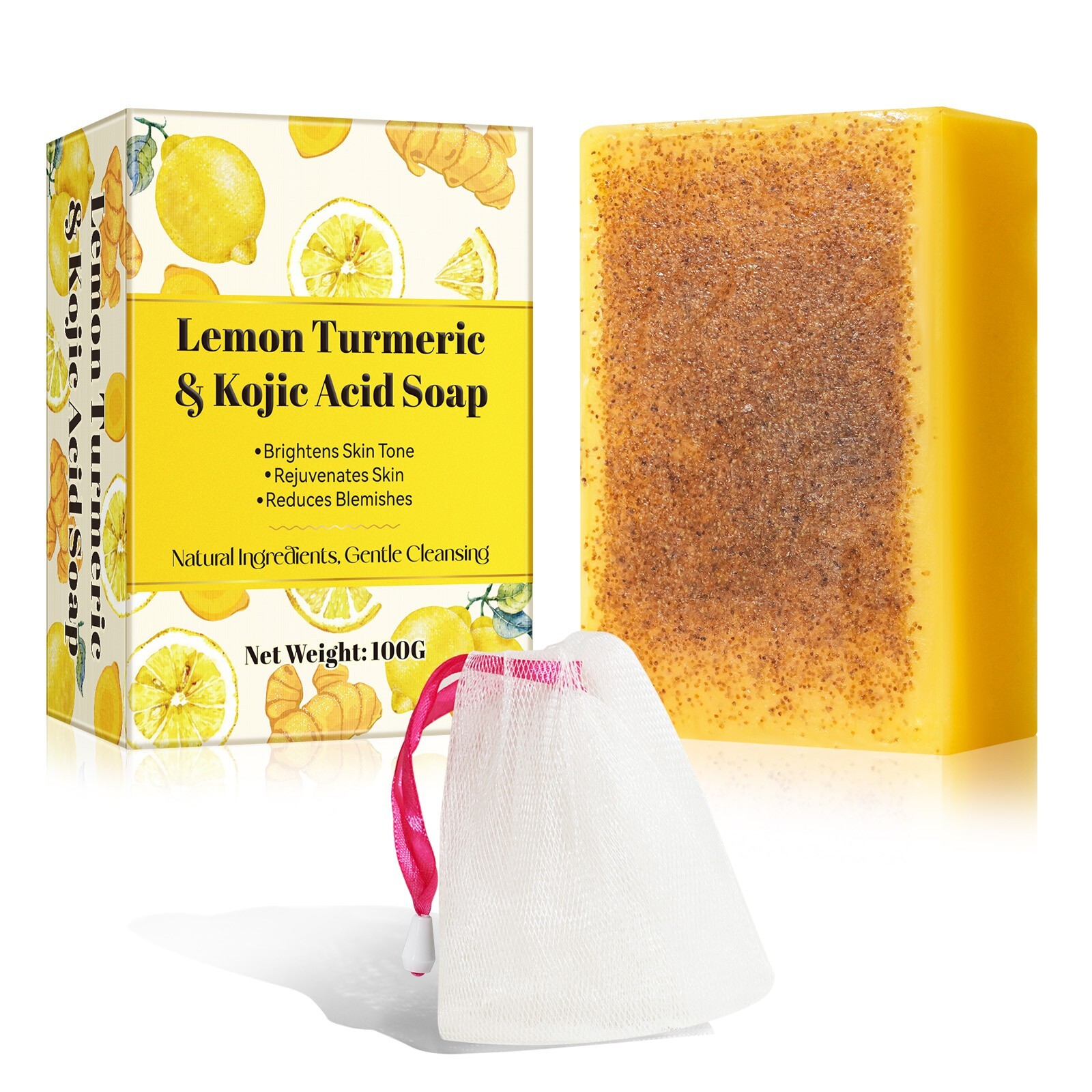 2 Pack Kojic Acid Dark Spot Remover Soap Bars with Vitamin C, Retinol, Collagen