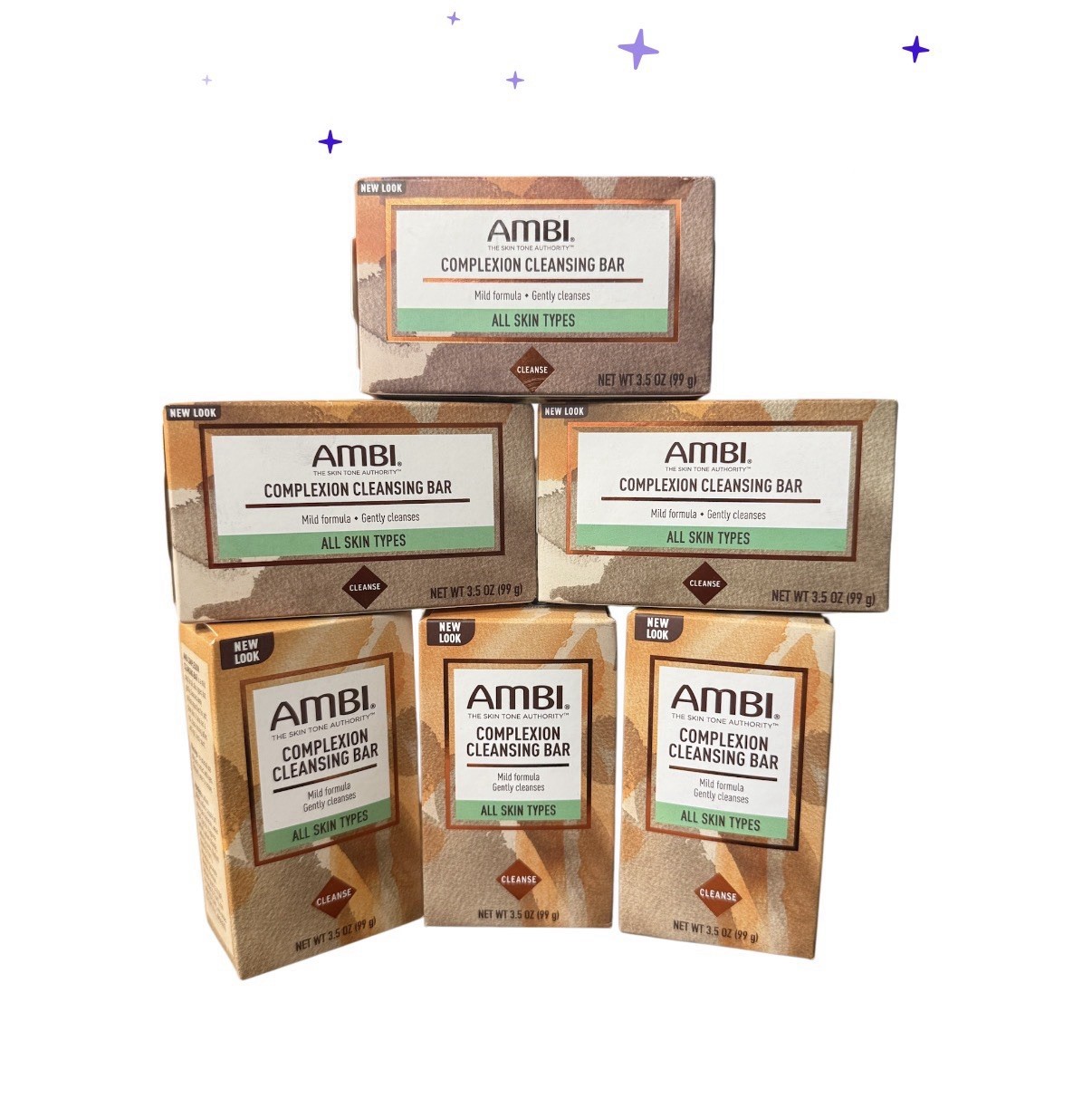 PACK OF 6 Ambi Skin Care soap Complexion Cleansing Bar Gentle Cleansing 3.5 Oz