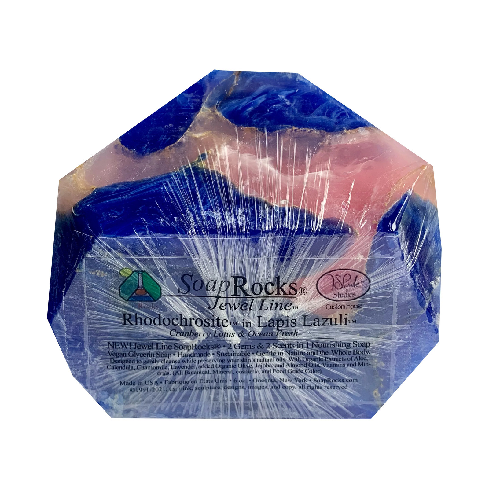 T.S. Pink SoapRocks Jewel Collection – Rhodochrosite in Lapis Lazuli