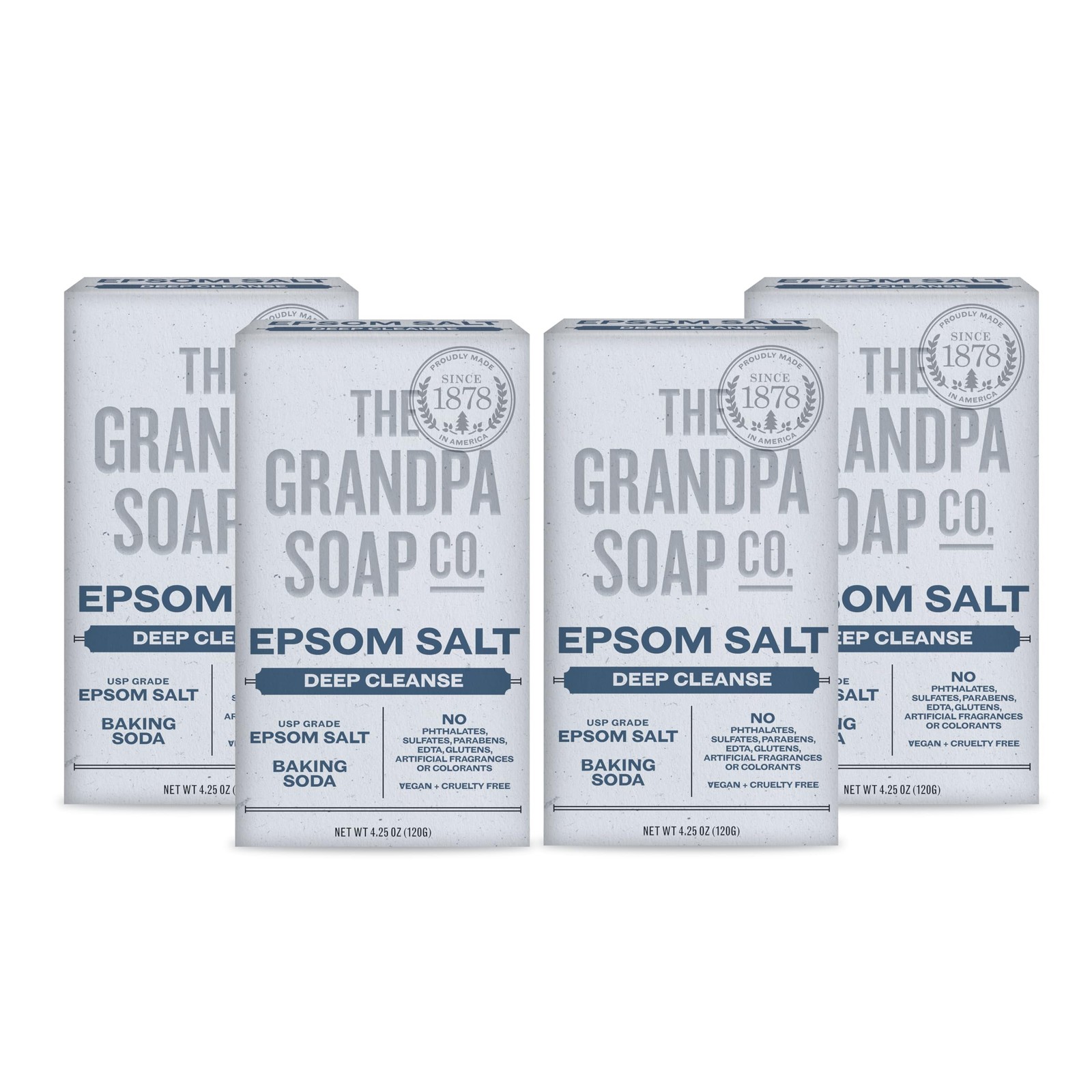 The Grandpa Soap Company Epsom Salt Bar – Deep 4.25 Ounce (Pack of 4)