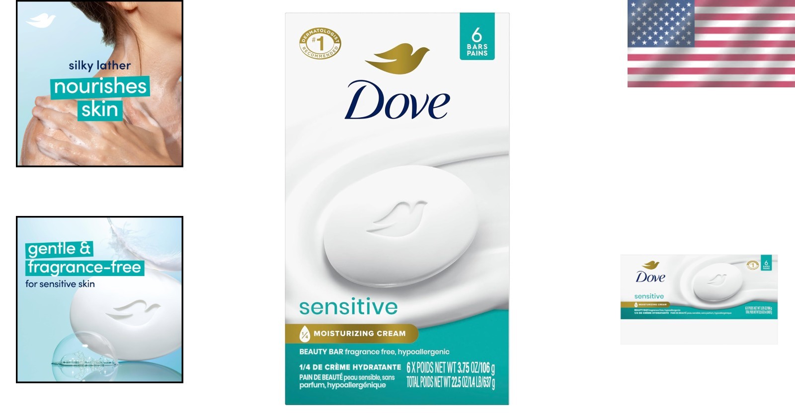 Dermatologist Approved Fragrance-Free Soap – 6-Pack Sensitive Formula 3.75 oz