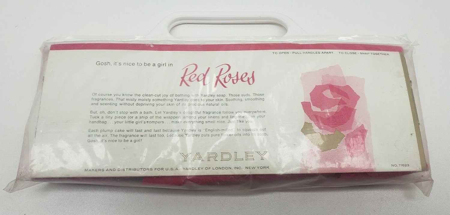 VINTAGE YARDLEY RED ROSES SOAP BARS 4 PACK NEW