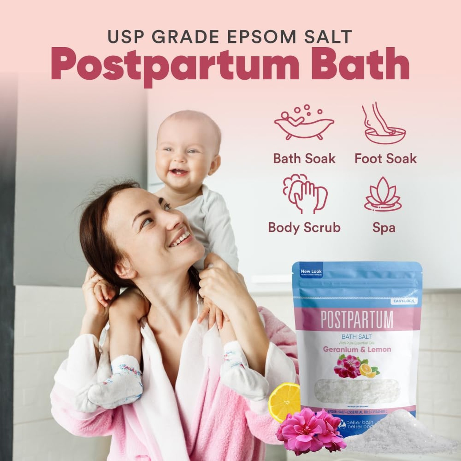 Postpartum Sitz Bath Soak (2 Lbs) Postpartum Care for New Moms Bath Salt with…