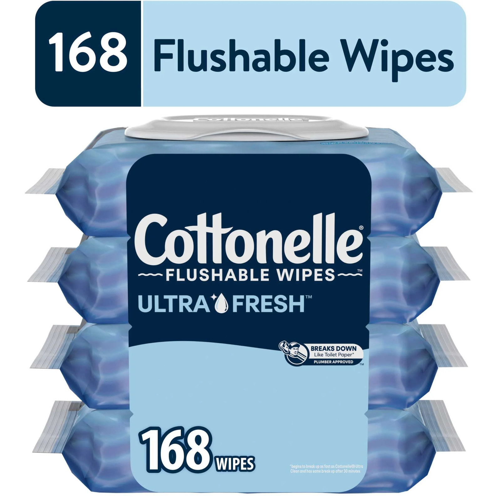 Ultra Fresh Flushable Wet Wipes, 4 Flip- Packs